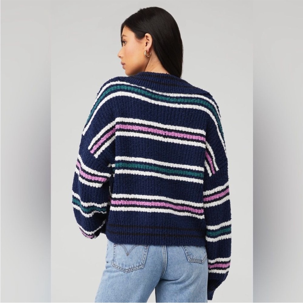 Free People Kennedy Stripe Sweater in midnight sail combo. Size medium.   NWT - Picture 3 of 7